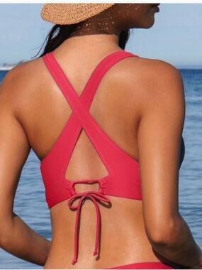 CUPSHE Red Cross-Back Bikini Set Small NWT